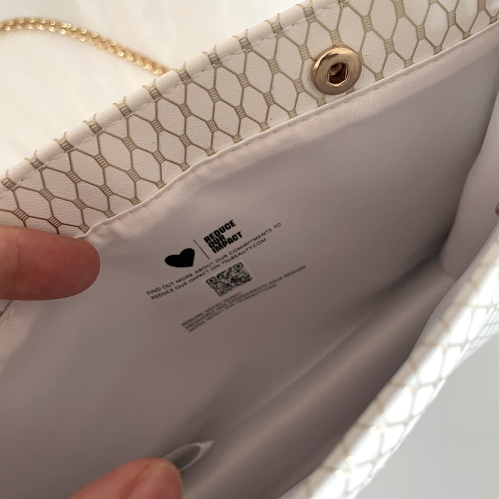 YSL Yves Saint Lauren White bag purse gold chain tassel rare logo beauty - Picture 4 of 6